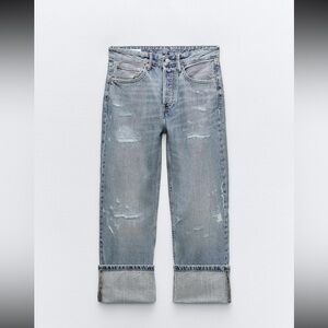 TRF MID WAIST RIPPED CUFFED BOYFRIEND JEANS